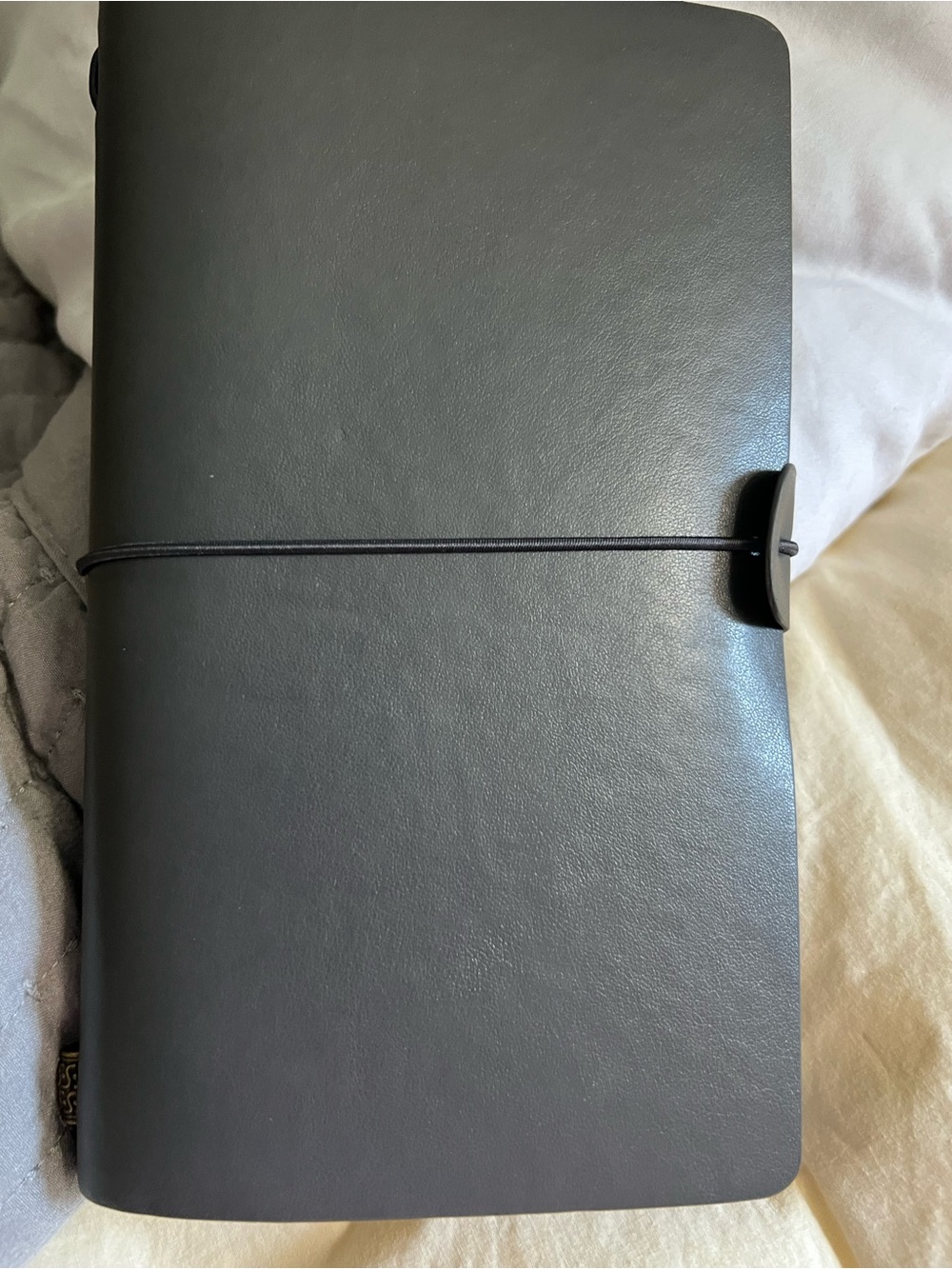 Dark gray Leather Travel Notebook Journal with Elastic Closure